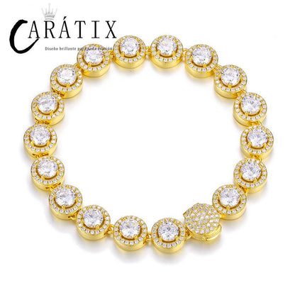 CARÁTIX - Hip Hop 3A+ CZ Stone Paved Bling Iced Out 1 Row Round CZ Stone Tennis Link Chain Necklaces for Men Rapper Jewelry Gift Valentine's Day Gift for Men & Girls & Boys Mothers' Day Gift #Springtok