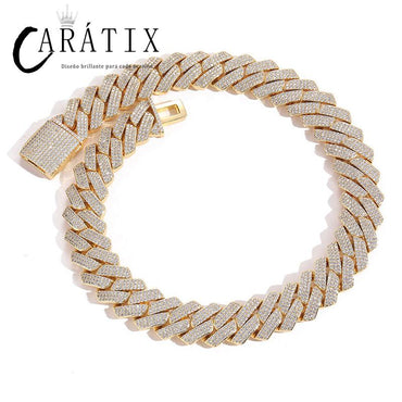 CARÁTIX 20mm 3-Row Rhombus Cuban Chain | CZ Iced Out Hip Hop Necklace for Men (7"–24")