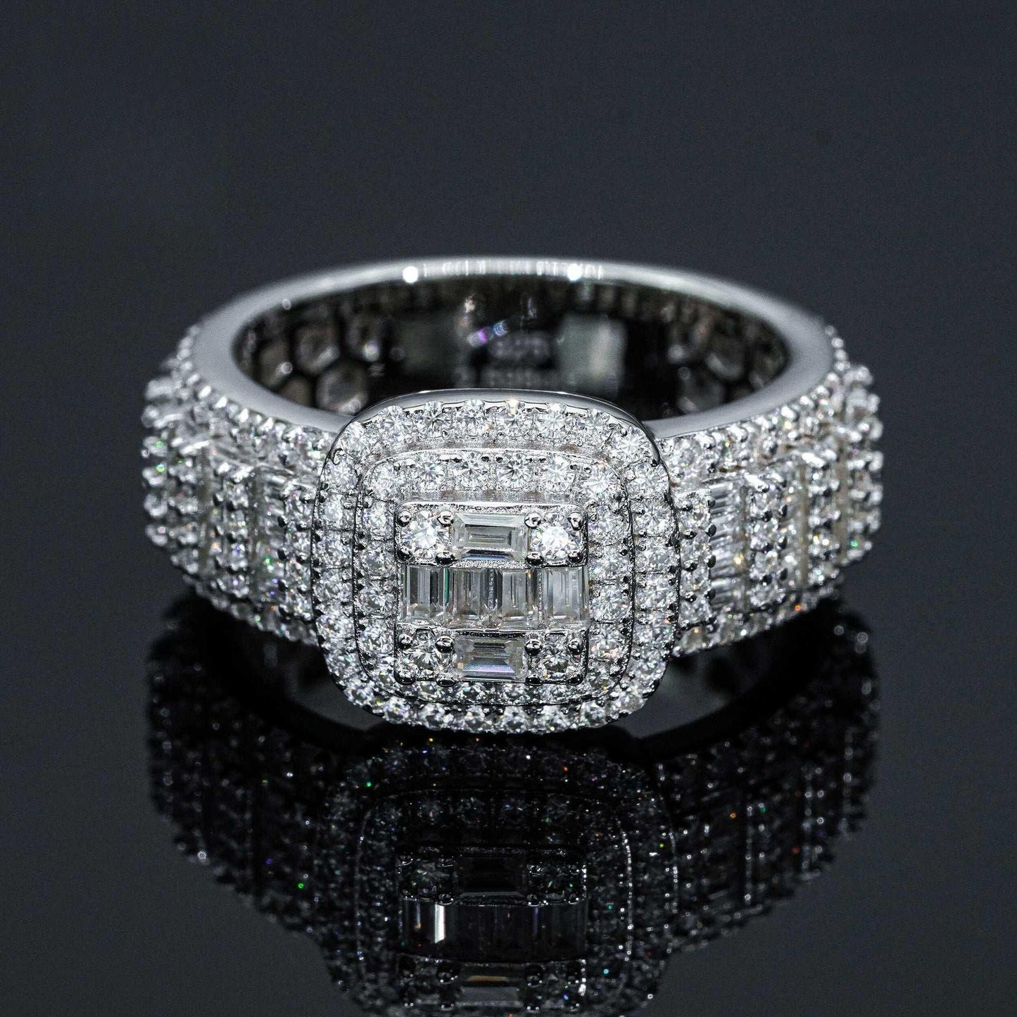 T-Cut Moissanite Men’s Ring | S925 Silver Full Iced Out Hip Hop Jewelry - CaratixJewelry