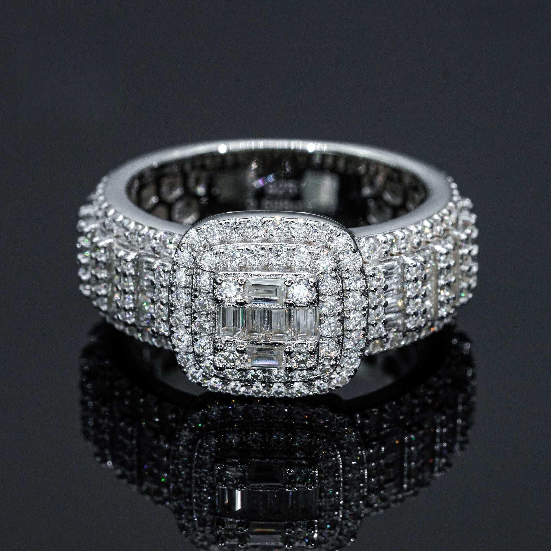 T-Cut Moissanite Men’s Ring | S925 Silver Full Iced Out Hip Hop Jewelry - CaratixJewelry