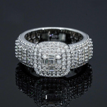 T-Cut Moissanite Men’s Ring | S925 Silver Full Iced Out Hip Hop Jewelry - CaratixJewelry