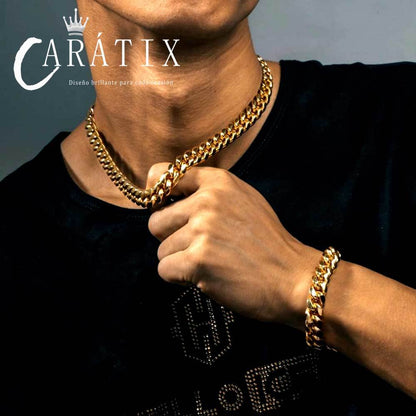 CARÁTIX - 8/14mm High-Grade Heavy Stainless Steel Cuban Link Chain Necklace Mens Hip Hop Rock Choker Jewelry 7-26inch Valentine's Day Gift for Men & Girls & Boys Mothers' Day Gift #Springtok