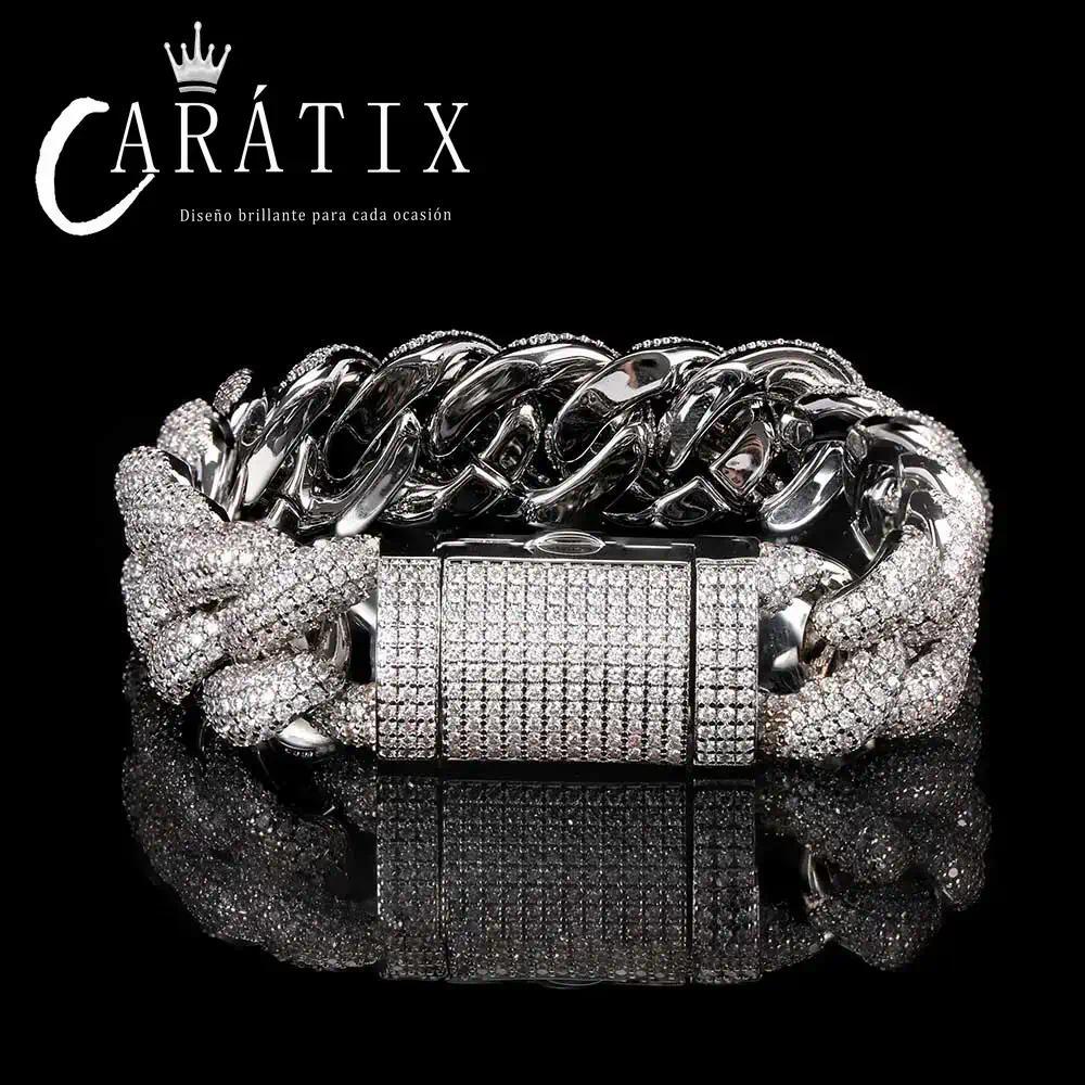CARÁTIX - 14mm  Miami Cuban Chunky Link Chain Box Clasp Bling Cubic Zirconia Necklace for Her chain with large link Valentine's Day Gift for Men & Girls & Boys Mothers' Day Gift #Springtok