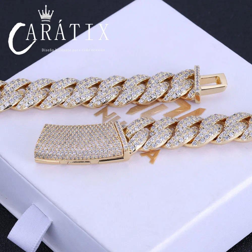 CARÁTIX 13MM 2-Row Cuban Chain Necklace – Hip Hop CZ Bubble Jewelry for Men & Women