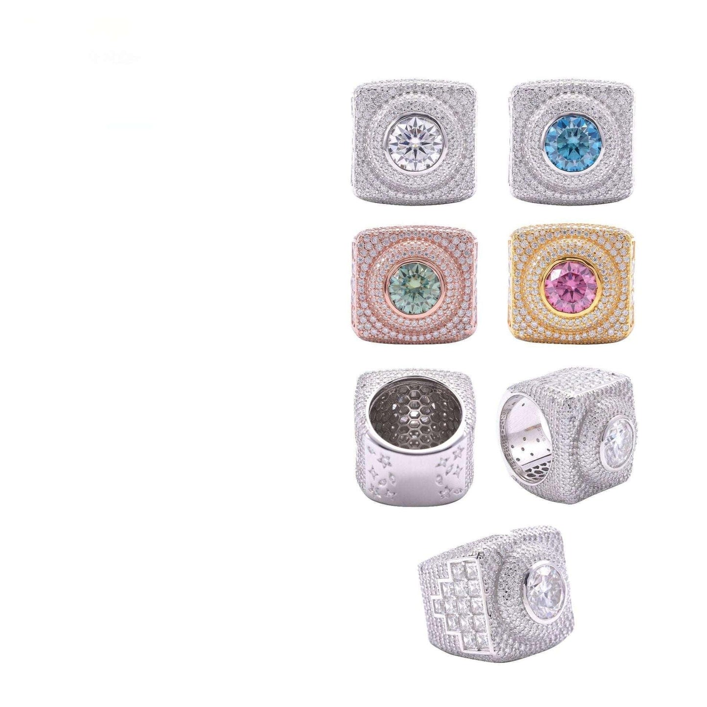 4ct Colored Moissanite Men’s Ring | S925 Silver Hip Hop Iced Out Jewelry - CaratixJewelry