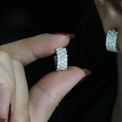 S925 Silver Round Moissanite Hoop Stud Earrings Hip Hop Style - CaratixJewelry