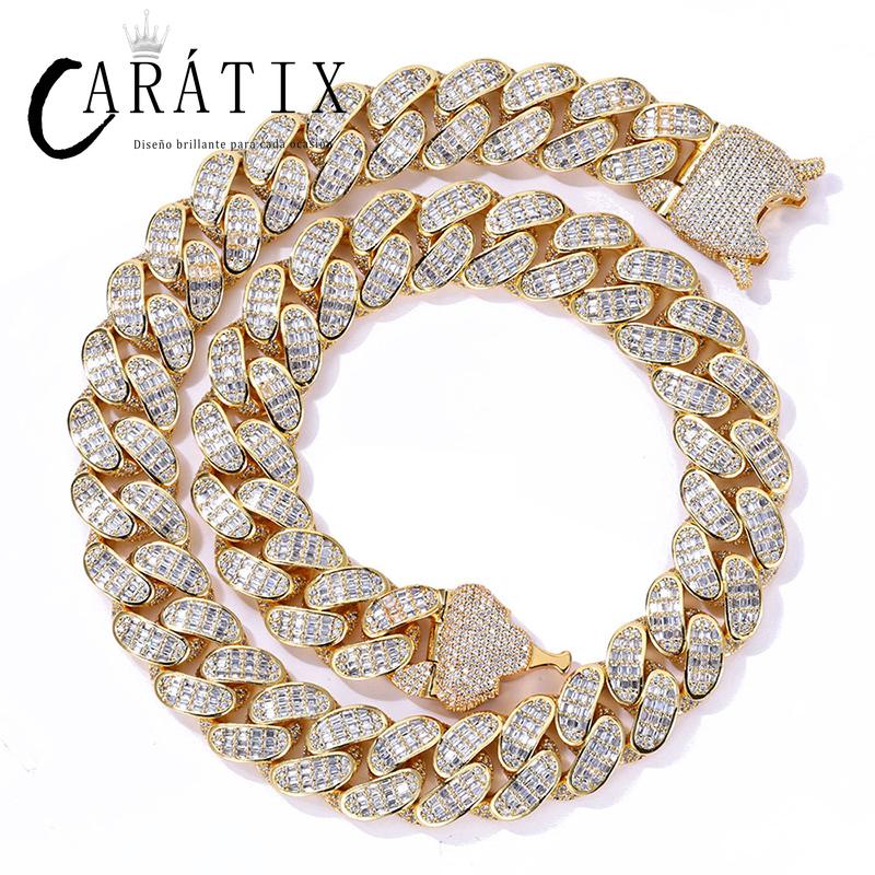 CARÁTIX 18mm Cuban Miami Chain | 5A+ CZ Iced Out Solid Round Hip Hop Necklace for Men