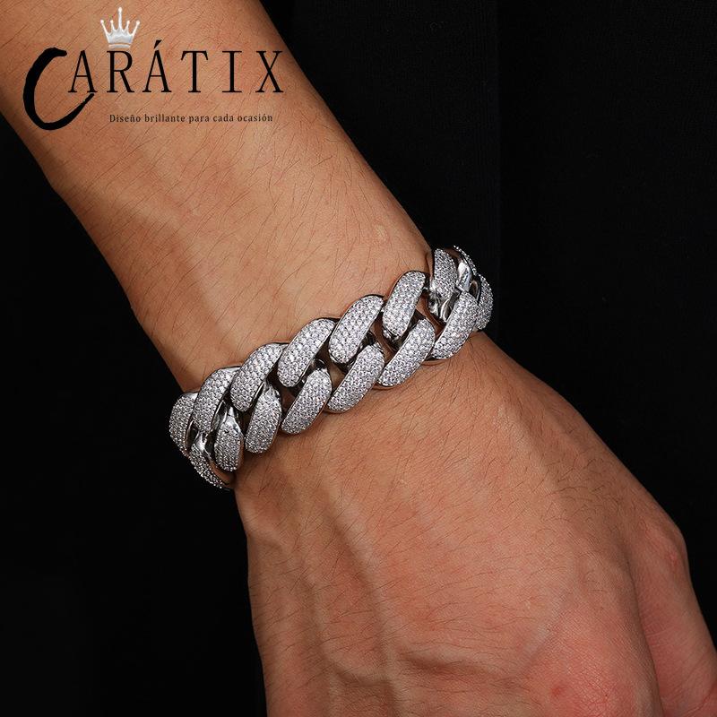 CARÁTIX 20mm 4-Row Cuban Miami Link Chain Necklace – Iced Out CZ Jewelry for Men & Women Hip Hop