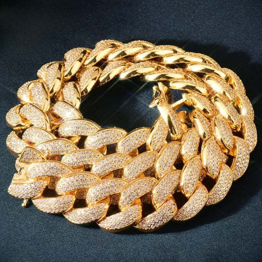 18mm Iced Out Cuban Link Chain Bracelet - CaratixJewelry