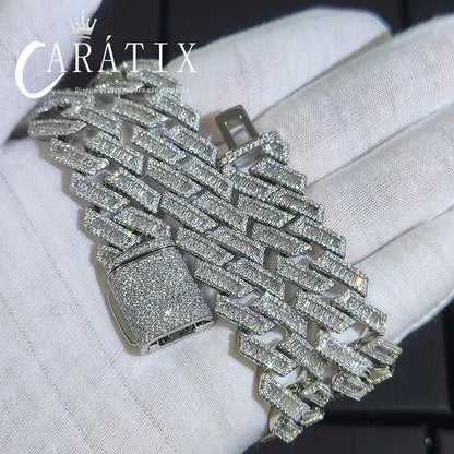 CARÁTIX 18mm Miami Cuban Link Chain Necklace – Mixed Inlay Zircon Iced Out Hip Hop Bling Jewelry for Men | Luxury Gift