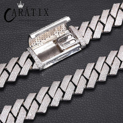 CARÁTIX 20mm 4-Row Rhombus Cuban Chain | CZ Iced Out Miami Link Hip Hop Necklace for Men