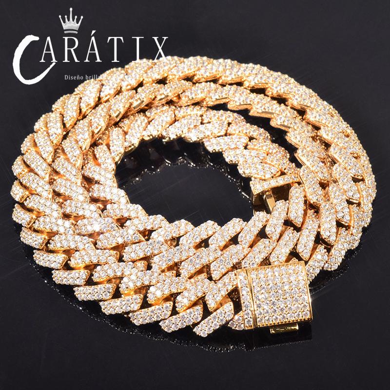 CARÁTIX 8mm/10mm/12mm Rhombus Cuban Link Chain Set – 5A+ CZ Iced Out Hip Hop Bling Necklace & Bracelet Jewelry for Men | Gift Idea