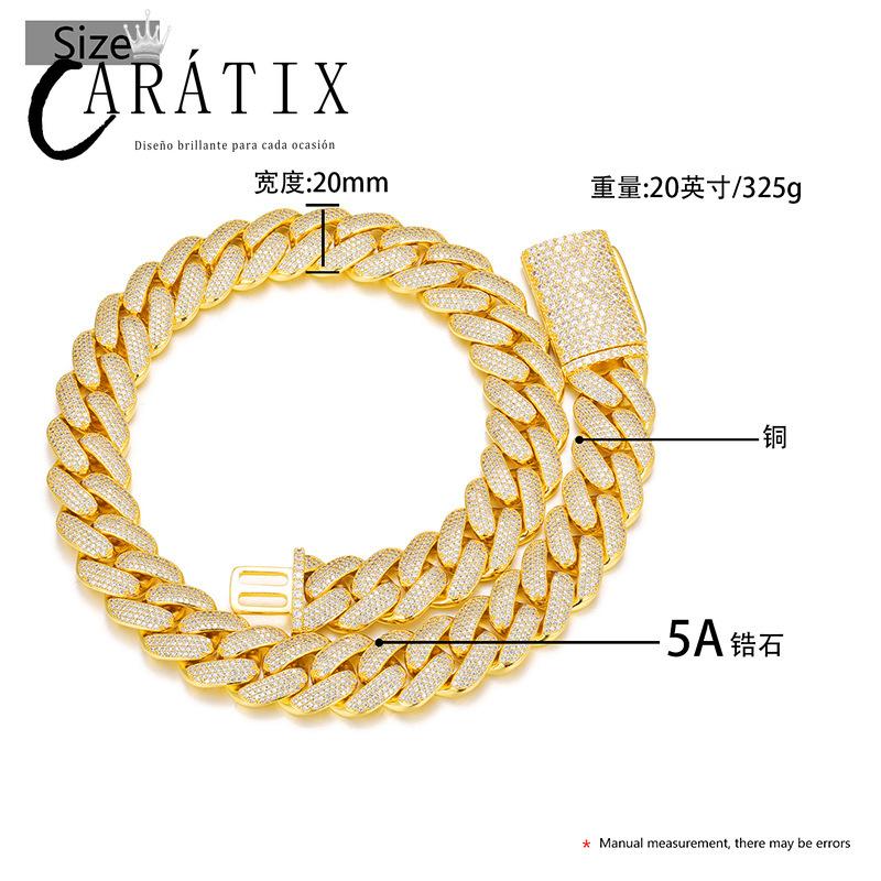 CARÁTIX 20mm 4-Row Cuban Miami Link Chain Necklace – Iced Out CZ Jewelry for Men & Women Hip Hop