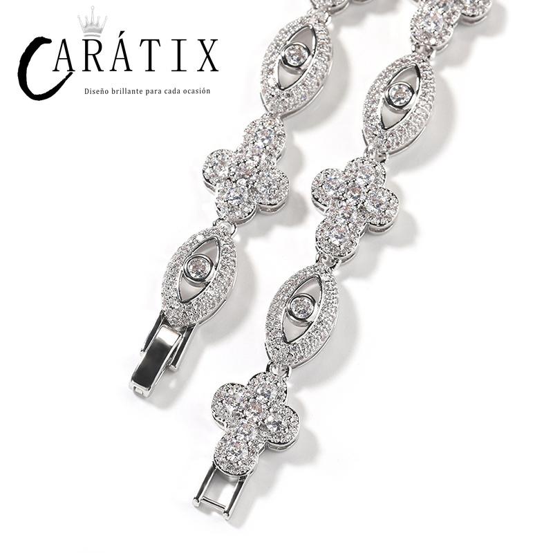 CARÁTIX Eyes & Cross Link Chain | 5A+ CZ Iced Out Hip Hop Bracelet Necklace for Men