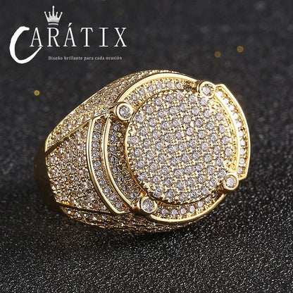 CARÁTIX Classic Big Zircon Ring | True Electroplated Micro-Studded Hip Hop Jewelry for Men