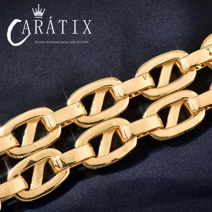 CARÁTIX 18mm / 20mm T Square Cuban Link Chain Necklace – Iced Out Hip Hop Jewelry for Men | Trendy Rapper Bracelet Style