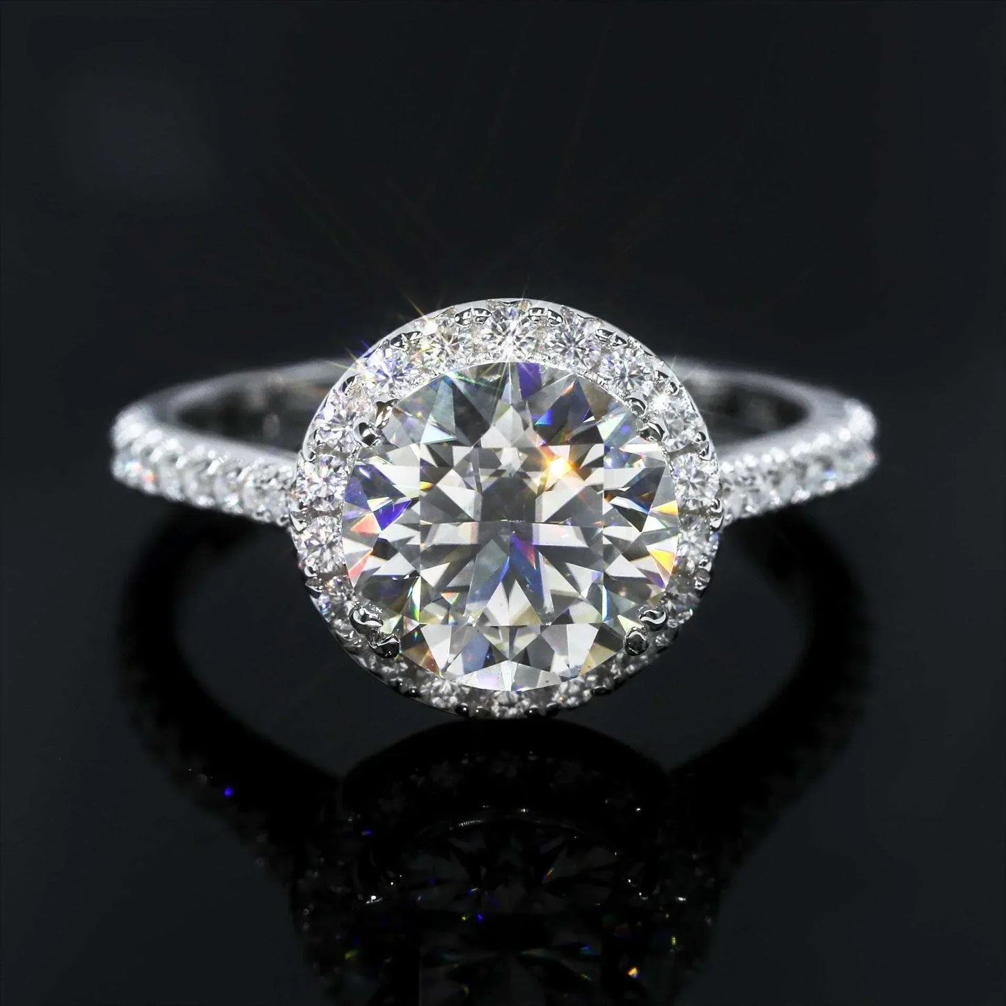 3ct Round Moissanite Engagement Ring | S925 Silver Luxury Women’s Bridal Jewelry - CaratixJewelry