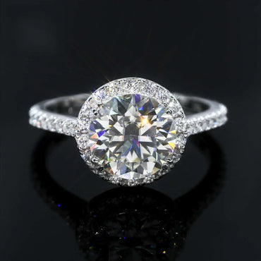 3ct Round Moissanite Engagement Ring | S925 Silver Luxury Women’s Bridal Jewelry - CaratixJewelry