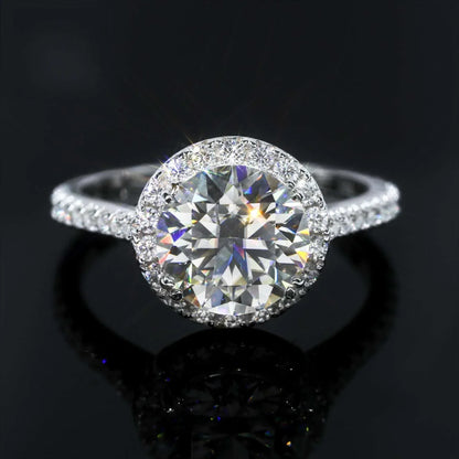 3ct Round Moissanite Engagement Ring | S925 Silver Luxury Women’s Bridal Jewelry - CaratixJewelry