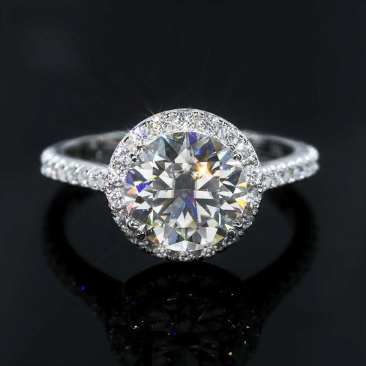 3ct Round Moissanite Engagement Ring | S925 Silver Luxury Women’s Bridal Jewelry - CaratixJewelry