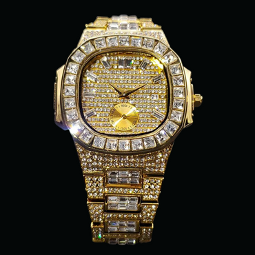 Luxury Date Special Minute Hand Iced Out Diamond Watch – High-End Hip Hop Watch for Men