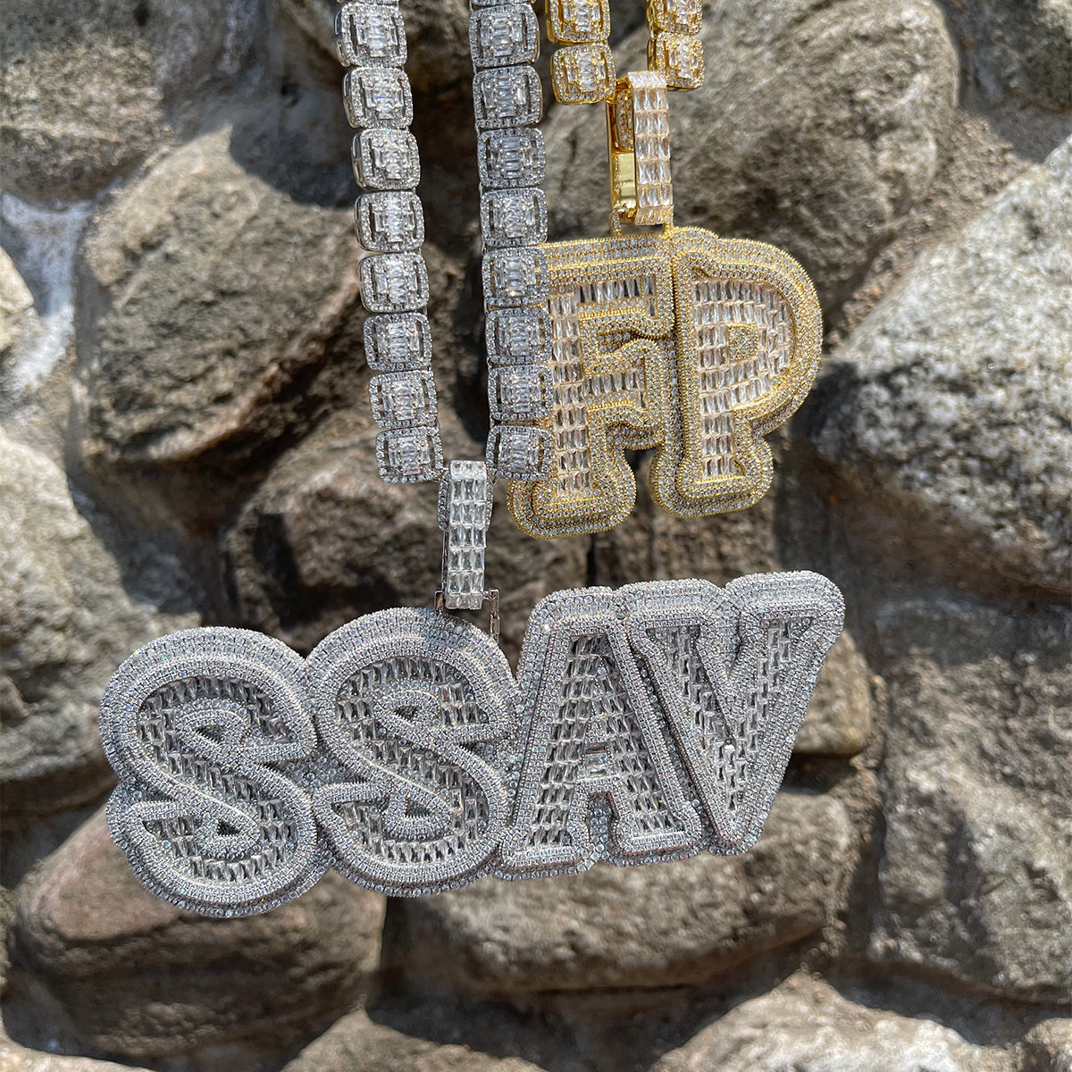 Overflow Stones Loaded with Diamond Iced Out Personalized Custom Name Necklace Pendant – Luxury Hip Hop Jewelry for Men & Women