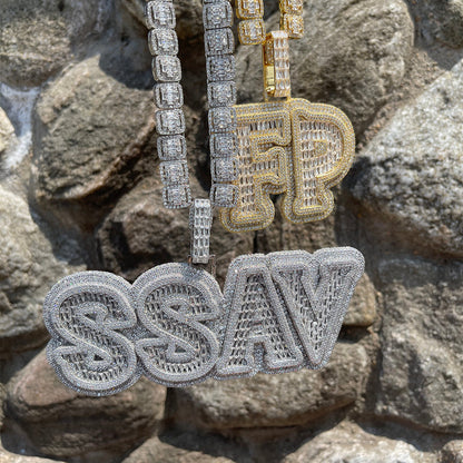 Overflow Stones Loaded with Diamond Iced Out Personalized Custom Name Necklace Pendant – Luxury Hip Hop Jewelry for Men & Women