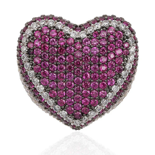 Colorful Heart Men's Hip Hop Ring | Iced Out Zirconia Band | Caratix