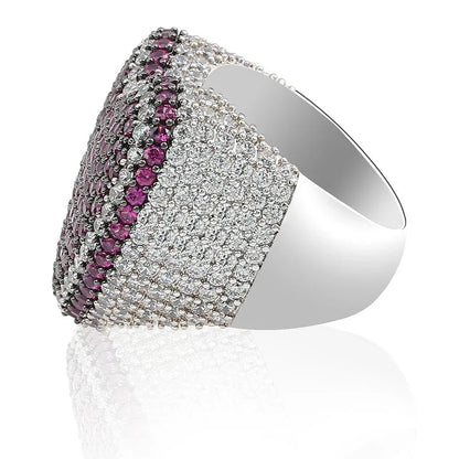 Colorful Heart Men's Hip Hop Ring | Iced Out Zirconia Band | Caratix