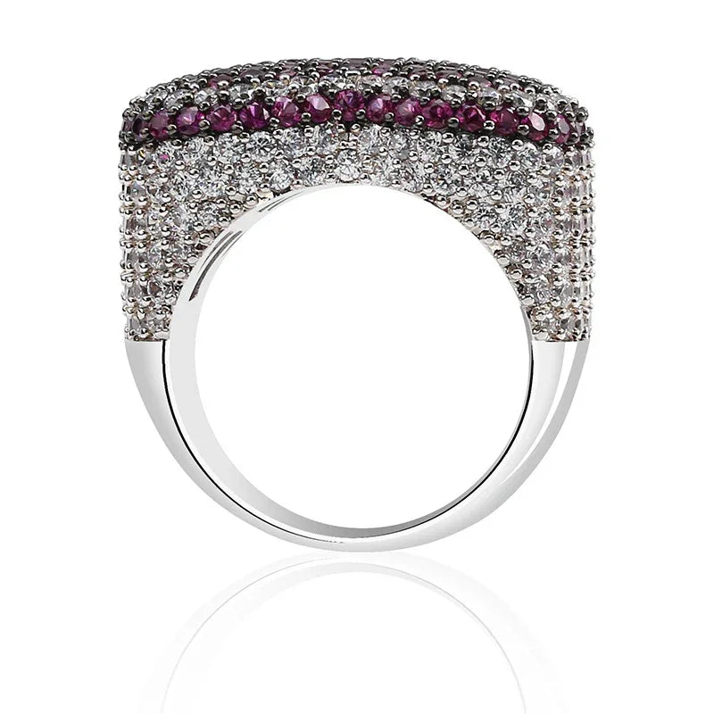 Colorful Heart Men's Hip Hop Ring | Iced Out Zirconia Band | Caratix