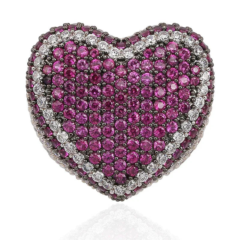 Colorful Heart Men's Hip Hop Ring | Iced Out Zirconia Band | Caratix