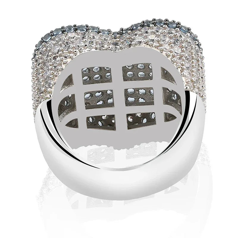Colorful Heart Men's Hip Hop Ring | Iced Out Zirconia Band | Caratix