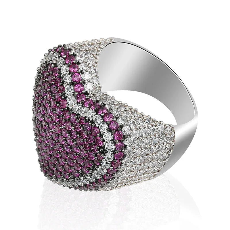 Colorful Heart Men's Hip Hop Ring | Iced Out Zirconia Band | Caratix