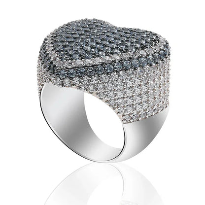 Colorful Heart Men's Hip Hop Ring | Iced Out Zirconia Band | Caratix