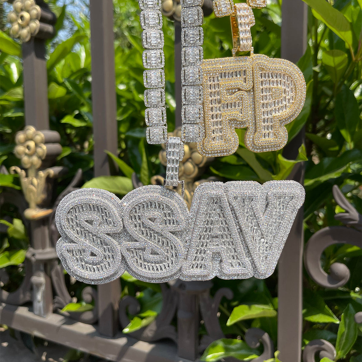 Overflow Stones Loaded with Diamond Iced Out Personalized Custom Name Necklace Pendant – Luxury Hip Hop Jewelry for Men & Women