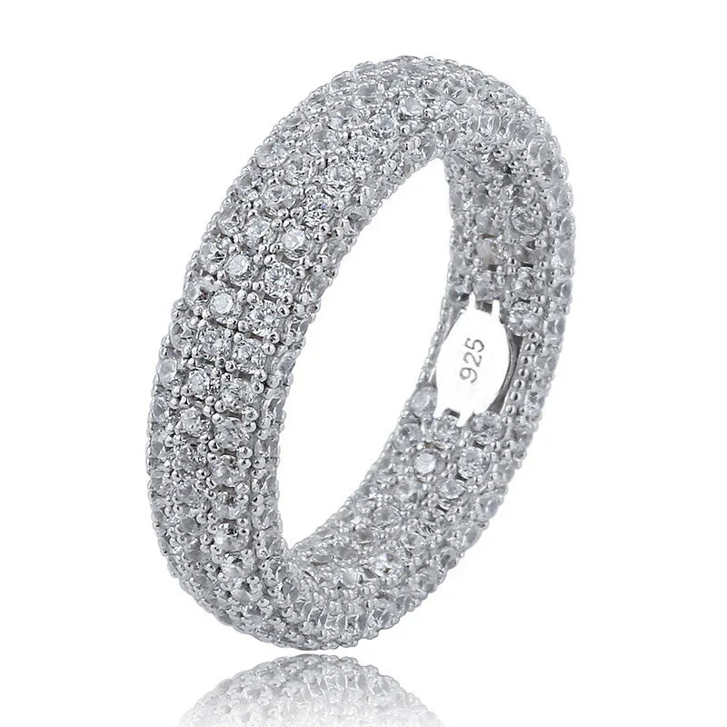 Men's S925 Sterling Silver Iced Out Ring | Full Micro-Pave Hip Hop Band | Caratix