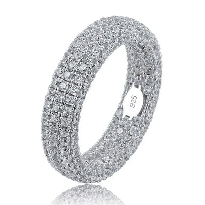 Men's S925 Sterling Silver Iced Out Ring | Full Micro-Pave Hip Hop Band | Caratix