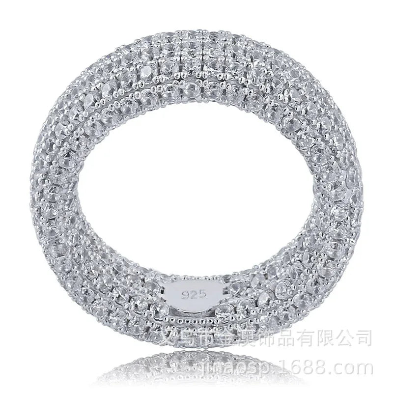 Men's S925 Sterling Silver Iced Out Ring | Full Micro-Pave Hip Hop Band | Caratix
