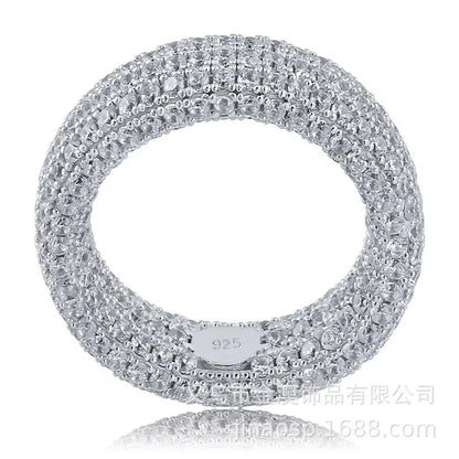 Men's S925 Sterling Silver Iced Out Ring | Full Micro-Pave Hip Hop Band | Caratix