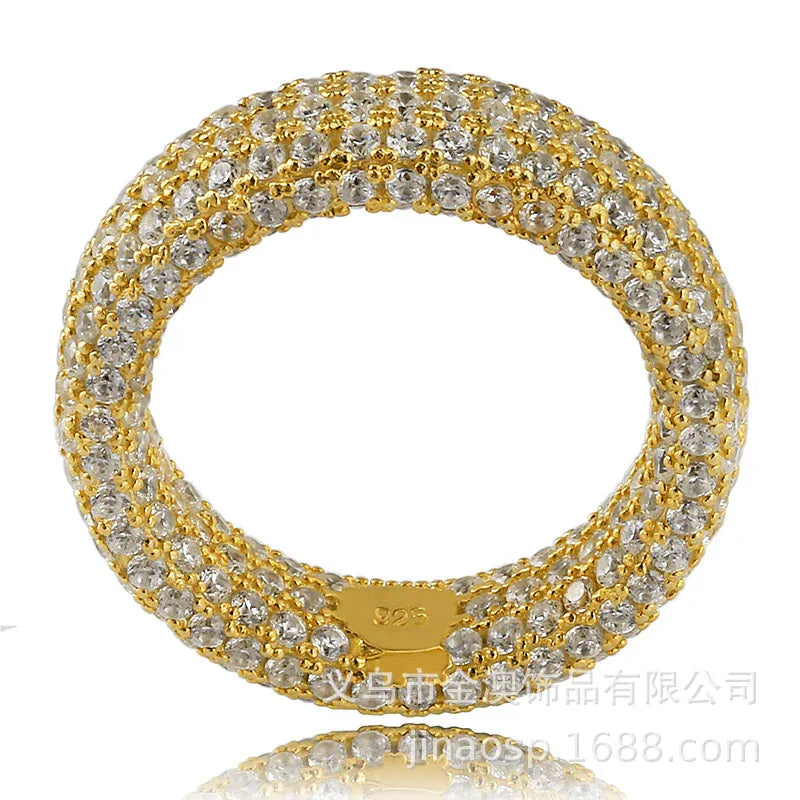 Men's S925 Sterling Silver Iced Out Ring | Full Micro-Pave Hip Hop Band | Caratix