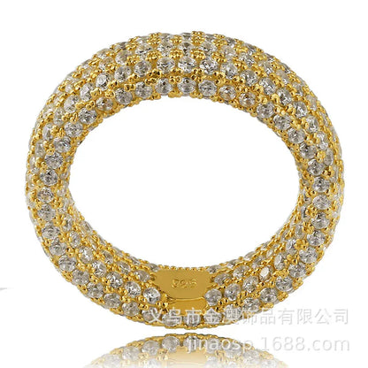 Men's S925 Sterling Silver Iced Out Ring | Full Micro-Pave Hip Hop Band | Caratix