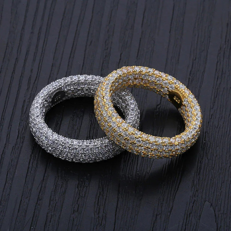 Men's S925 Sterling Silver Iced Out Ring | Full Micro-Pave Hip Hop Band | Caratix