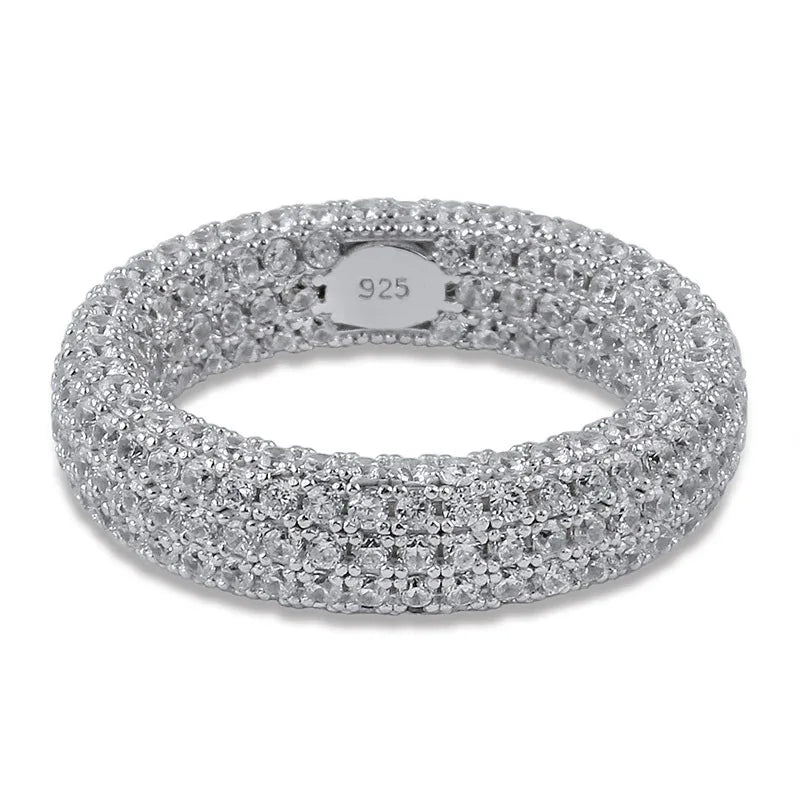 Men's S925 Sterling Silver Iced Out Ring | Full Micro-Pave Hip Hop Band | Caratix