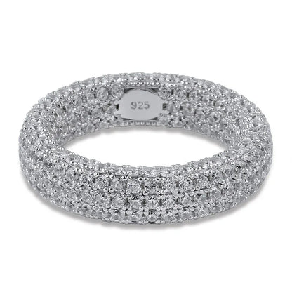 Men's S925 Sterling Silver Iced Out Ring | Full Micro-Pave Hip Hop Band | Caratix