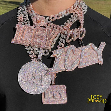Rising Rose Edition Iced Out Personalized Custom Name Necklace Pendant with Rose Flower Bail - Luxury Jewelry - CaratixJewelry