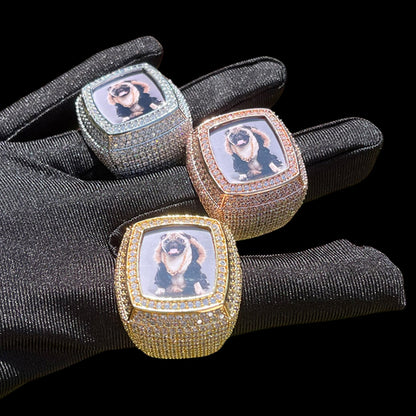 Photo Ice Frame Iced Out Diamond Ring – Custom Hip Hop Jewelry