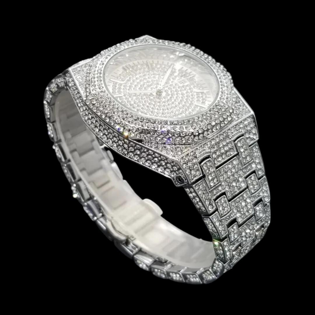 Luxury Bust Down Date VVS Iced Out Diamond Watch – Hip Hop Style Timepiece