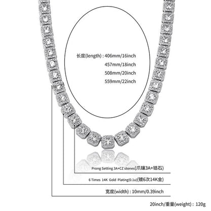 CARÁTIX - 7"-18" Hip Hop Bling Iced Out 1 Row Geometric Square AAA CZ Stone Tennis Chain Cubic Zirconia Chokers Necklaces Men Jewelry Valentine's Day Gift for Men & Girls & Boys Mothers' Day Gift #Springtok