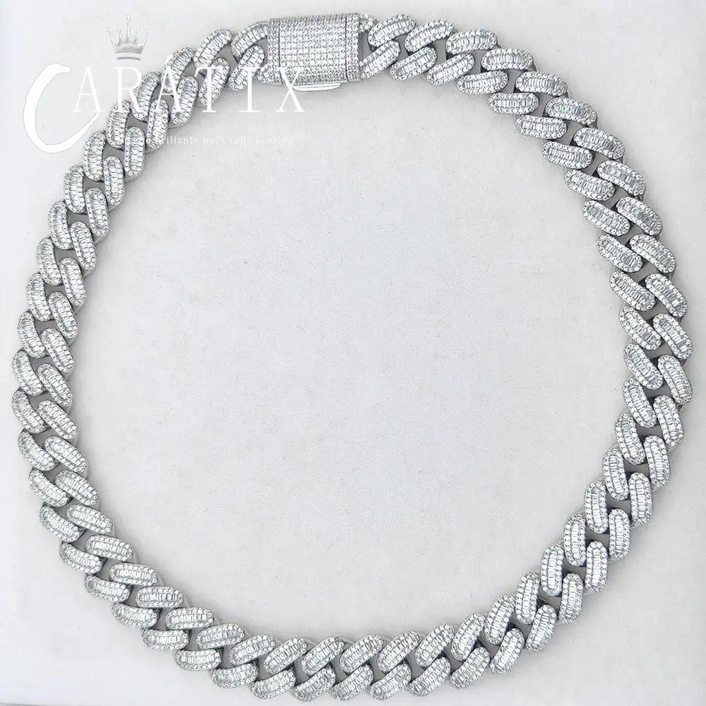 CARÁTIX 15mm White Cuban Link Chain Necklace – Rectangle CZ Iced Out Hip Hop Bling Jewelry for Men & Women | Luxury Gift