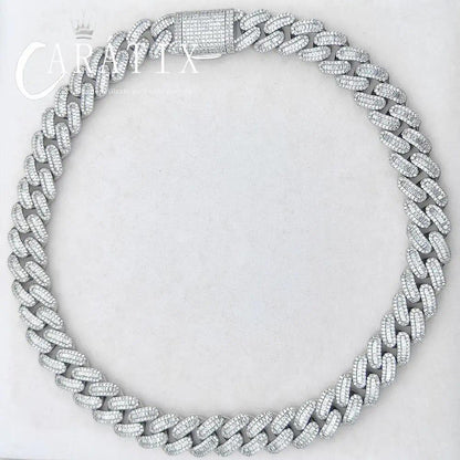 CARÁTIX 15mm White Cuban Link Chain Necklace – Rectangle CZ Iced Out Hip Hop Bling Jewelry for Men & Women | Luxury Gift